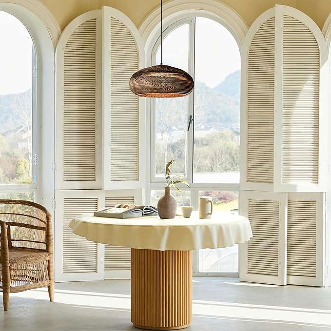 Edvivi Pendant Light with Nordic Style Dome Paper Shade, 1-Light 15.75 in. Dia Natural Brown Cardboard Chandelier, Adjustable Hanging Light Fixture for Dining Table, No Bulbs Included