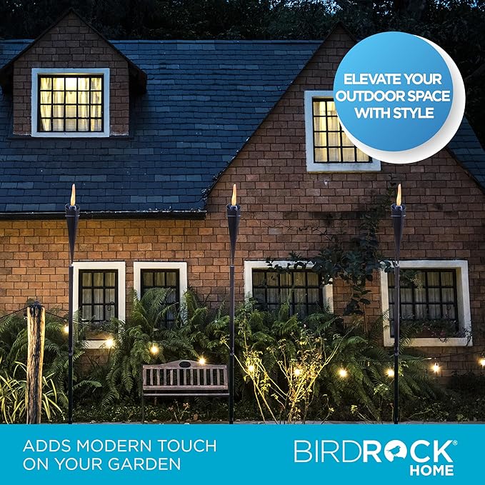 BIRDROCK HOME Ibiza Torches - Easy to Refill Citronella - Flame Light Torch - Backyard Outside Patio Lighting - Metal Lamp - Decorative Urban Lantern (2)