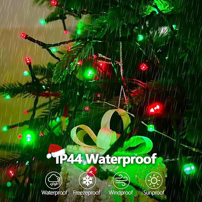 OZS Connectable Red and Green Christmas String Lights, 2Pack Total 164FT 400LED Christmas Lights for Outdoor Indoor, Plug in Tree Lights with 8 Modes, String Lights for Christmas Decorations Holiday