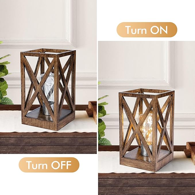 WINGBO 2 Pack Retro Battery Powered Table Lamps, Battery Operated Cordless Lamp Set, Portable Nightlight Decorative Light for Living Room Dining Room Bedroom Entryway Patio, Faded Brown Finish