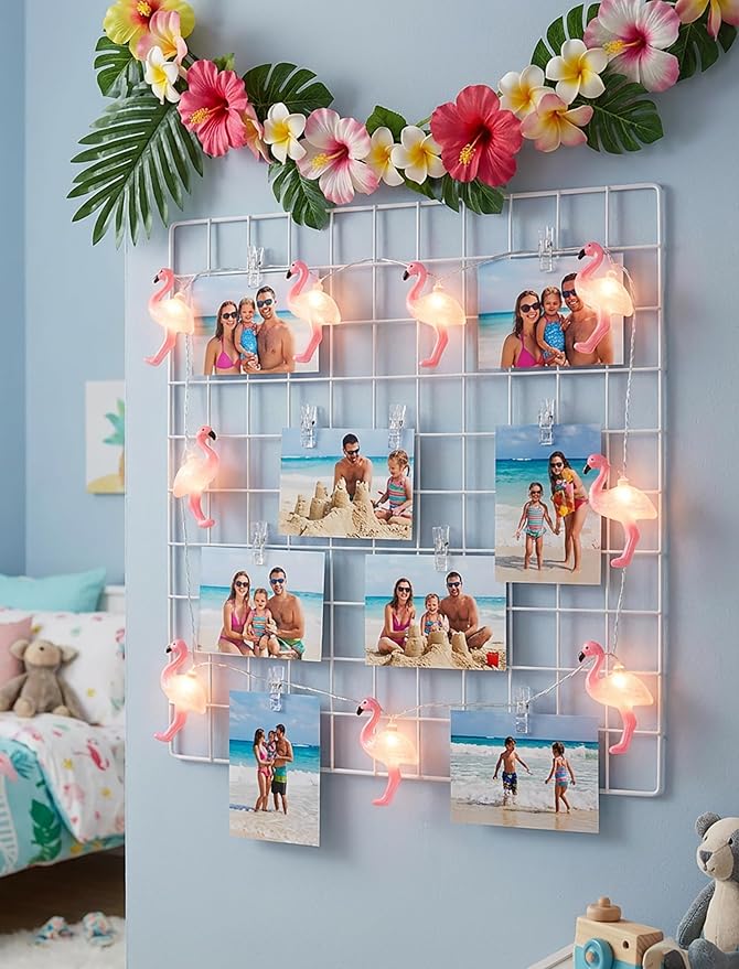 Pink Flamingo Outdoor String Lights, 8.5Ft Summer Patio String Lights, Outdoor Party Lights for Bedroom Birthday Wedding Holiday Summer Themed, Tropical Party Décor, Flamingo Decoration