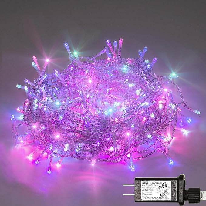ILLUMINEW 500 Led Multi Color Outdoor String Lights Waterproof Easter Decorations, 174 Ft 8 Modes Twinkle Plug in Fairy Lights for Bedroom Yard Wedding Room Decor (Multicolor, 500Led)