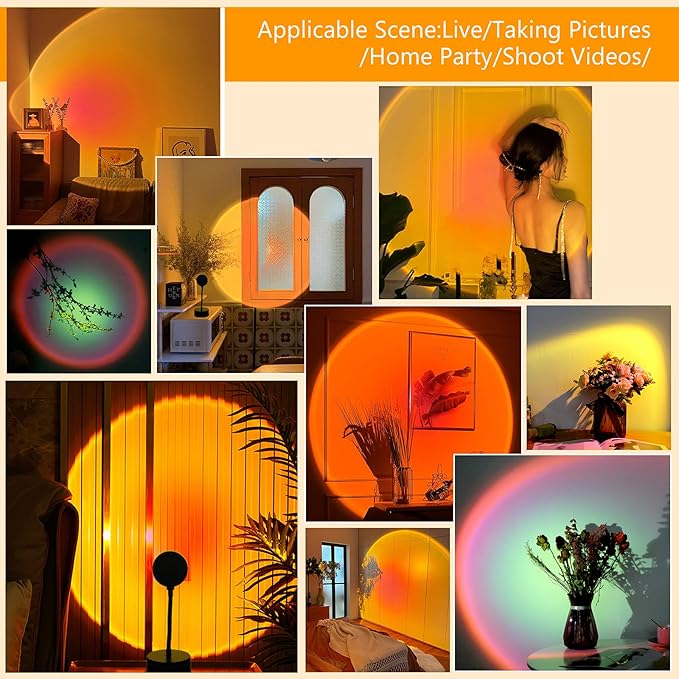 Sunset Lamp - 4 in 1 Projection Sun Lamp Create a Romantic Light with Rainbow, Sunset, Sunset Red and Sun Effect