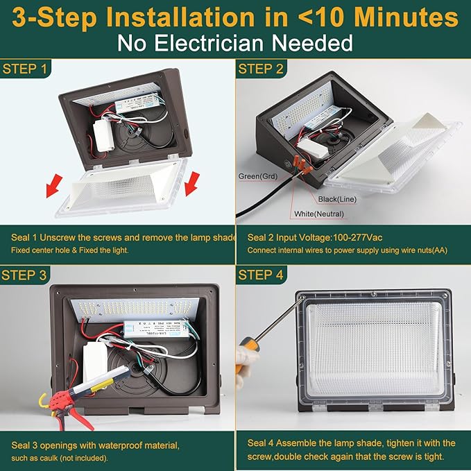 2Pack 150W LED Wall Pack Lights, 100-277v Dusk to Dawn with Photocell, 22500Lm 5000K Daylight IP65 Waterproof Outdoor Security Lighting, Energy Saving, ETL | 5-Year Warranty(Height:10~20ft)