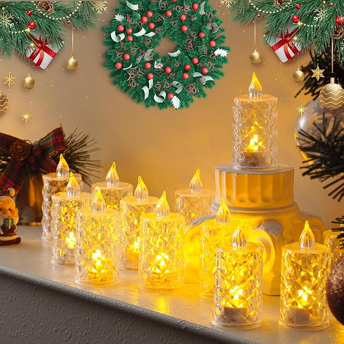 24-Pack Battery Operated Flameless Candles - Realistic Flickering LED Lights for Wedding Centerpieces, Valentine‘s Day Dining Table, Home Decor