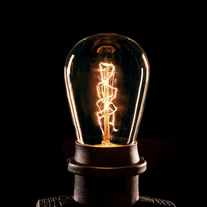 Hometown Evolution, Inc. E26 Commercial String Lights with 16 Gauge Wire (24 Foot 12 Socket, S14 Zig Zag Edison 11 Watt Bulbs)