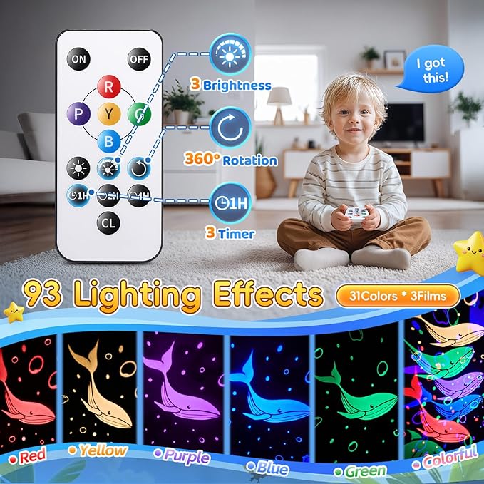 Easter Eggs Easter Gifts for Toddlers Kids Baby Night Light Projector 15 Soothing Sounds Sensory Toys for Kids with Autism Toys for Boys 3-10 | 3 Films 31Colors Remote Egg Light, Baby Gifts Baby Toys