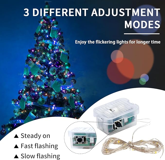 8 Pack Fairy Lights 7Ft 20 LED Twinkle String Lights 3 Modes Battery Operated Waterproof Firefly Starry for Mason Jar Party Wedding Easter Valentines Day Table Centerpieces,Rainbow-Pastel