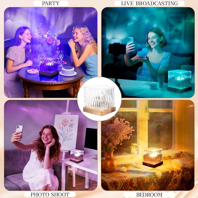 Aurora Glow Lamp, 16 Colors Ocean Wave Projector Cube Light W/Remote, Rechargeable Cordless Northern Lights Wave Cube Light, for Bedroom Kids Room Christmas & Birthdays Decor