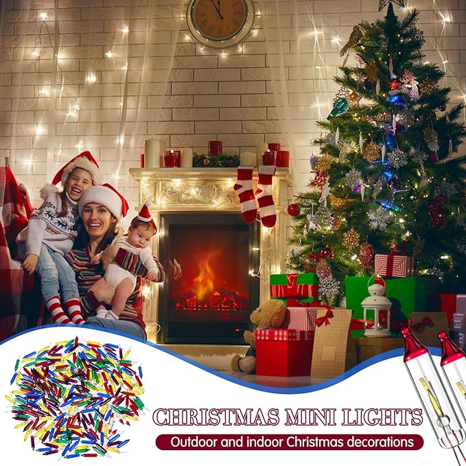 Ganeen Christmas Replacement Mini Incandescent String Light Bulbs Wire Flasher Bulbs 2.5 V 3.5 V Incandescent Flasher Bulbs, Christmas Lights Decor for Home Bedroom Xmas Tree(Multicolor, 248 Pcs)