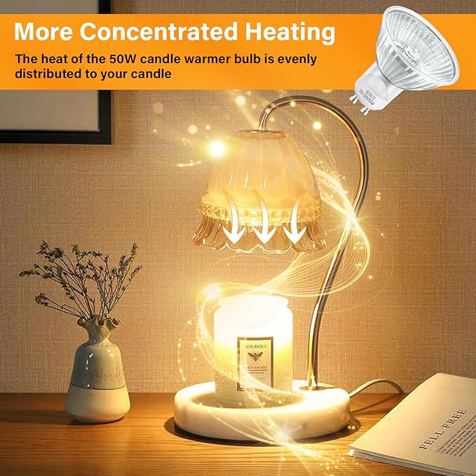 GU10 Halogen Bulb 120V 50w Halogen Light Bulbs, MR16 GU10+C with Glass Cover for Track & Recessed Lighting, Range Hood Light, Candle Warmer Lamp, 2700K Warm White, Dimmable, Pack of 6