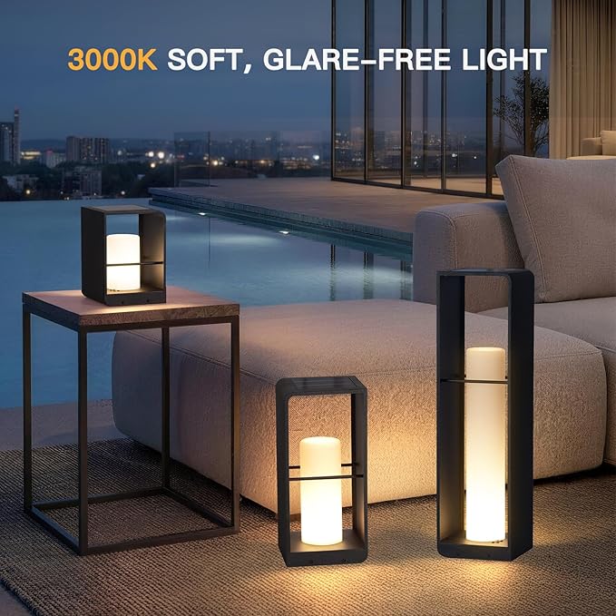 28.7" Tall Outdoor Floor Lamp, Large Solar Lantern Waterproof, 3000K Solar Floor Lamp, Outdoor Lanterns for Porch, Patio Lights Solar Powered Free Standing for Yard Deck Garden Pathway Walkway
