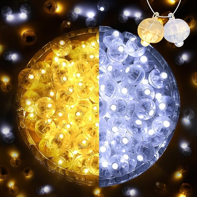 200PCs Mini Led Lights with Hooks,Long Standby Time Balloons Light, Mix Colors for Party Decorations, Paper Lantern Easter Eggs Birthday Wedding Halloween Christmas Decoration(Warm and White)