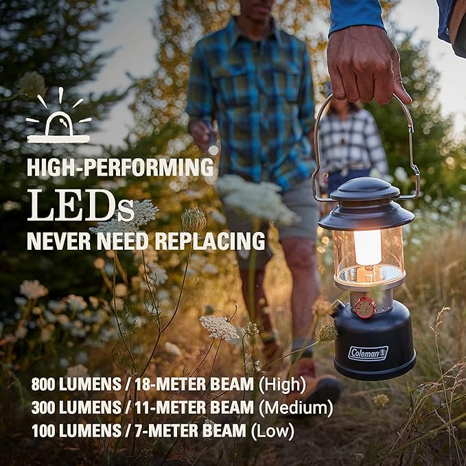 Coleman Classic Rechargeable 800L LED Lantern, Impact & Water-Resistant Lantern with Carabiner Handle & Charging Ports, Great for Camping, Power Outage, Emergencies, & More