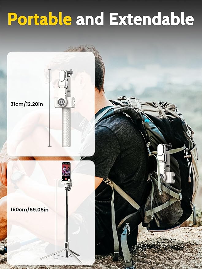 AOCHUAN Auto Face Tracking Tripod 360 Rotation w/Stand for iPhone Android,Selfie Stick Phone Stand 360 Rotating for Video Recording,Phone Holder Follow You w/Remote,RGB Light for TikTok(M2Pro White)