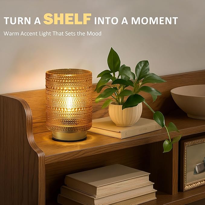 Battery Operated Decorative Lamp with Timer for Bedside/Bookshelf Decor,Cordless Small Accent Table Lamp with LED Warm Bulb for Nightstand/Entryway/Coffee Table/Office Cubicle/Dorm Room Decor(Gold)