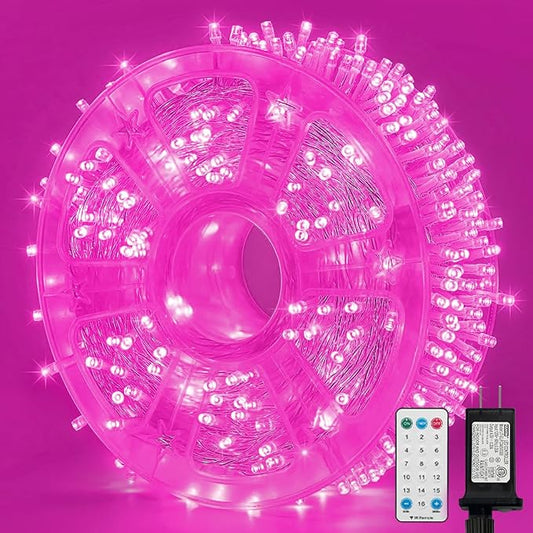 LAMPHOME 500 LED Pink String Lights, 165FT Plug in Waterproof with 16 Twinkle Modes, for Valentine’s Day, Easter, Mother’s Day, Christmas Decor, Indoor Outdoor Bedroom Yard Wedding Decoration