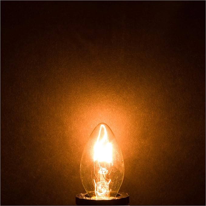 Simba Lighting C7 15W Replacement Bulb (6 Pack) for Himalayan Salt Rock and Basket, Plug in Aromatic Wax Warmer, Night Light, Clear Candle Shape, 120V, E12 Candelabra Base, Dimmable, 2700K Warm White