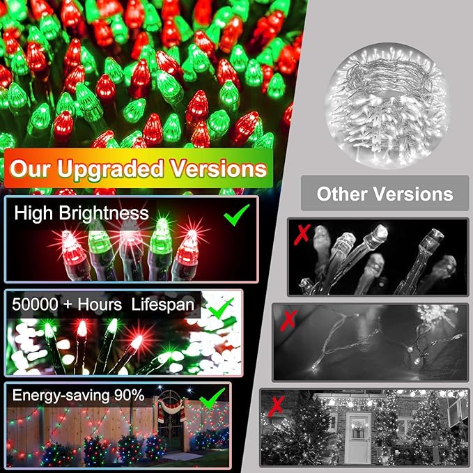 1500 LED 470FT Christmas String Lights Outdoor, 12 Pro Modes and Timer Memory & Brightness, Plug in Waterproof Dark Green Wire Twinkle Light for for Xmas Yard Tree Wedding Party Decor (Red & Green)