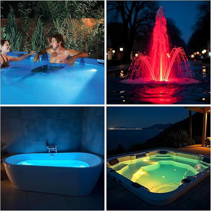 Game Pool Lights - 12 Colors 4 Modes, Easily Installable, Remote Controlled, Uses 3 AAA Batteries, for Above Ground Pools