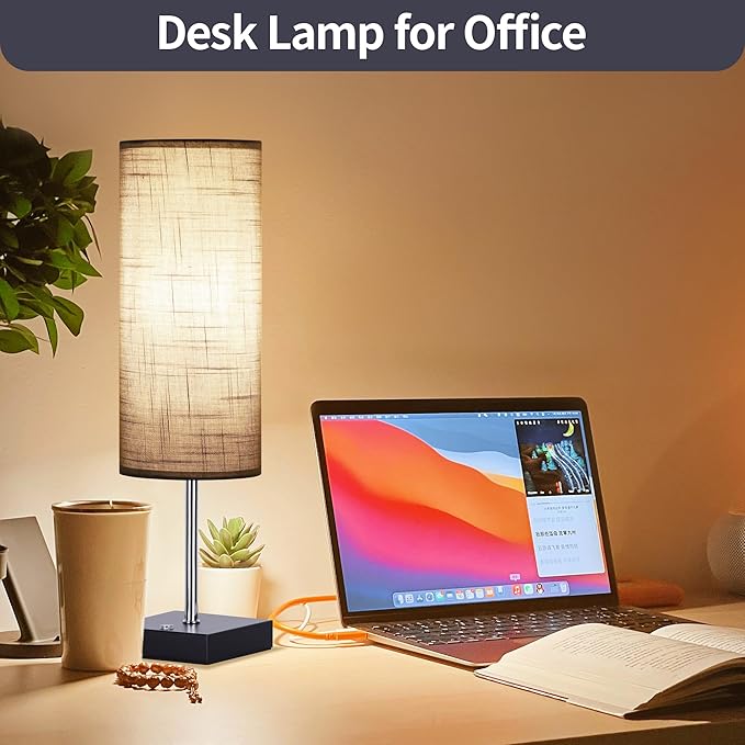 18Inch Cordless Lamp Table Lamps set of 2, 5000mAh Rechargeable Beside Table Lamp for Living Room, 2700K Battery Operated Small Bedroom Desk Lamp for Night Stand Grey Shade for Home（Bulb Included）