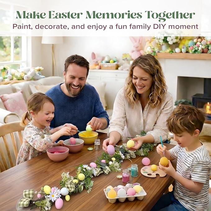 6ft Easter Garland Decorations, 2-in-1 Easter Garland-to-Wreath for Mantel, Fireplace with 18 Pastel Eggs, LED Lights and Storage Bag, Easter Decor for Front Door, Window, Table, Entryway