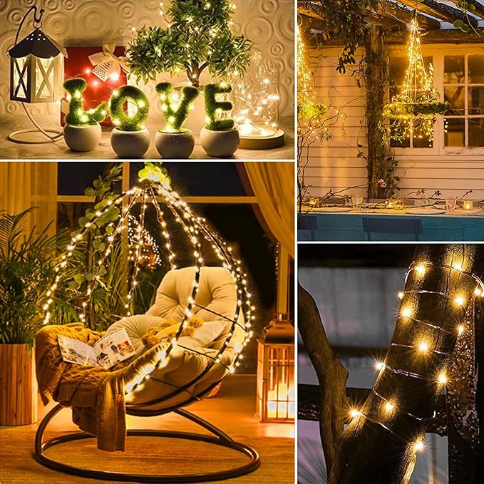 Upgraded 4Pack Total 280Ft 800 LED Fairy Lights Battery Operated with Remote & Timer, Waterproof Christmas String Lights Outdoor Indoor, Battery Twinkle Lights for Bedroom, Xmas, Parties, Tree, Decor