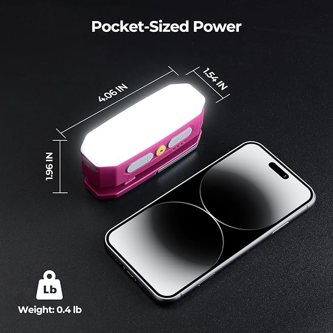 BougeRV Movable Area Light, Rechargeable Camping Lantern, 3200mAh Portable Camping Light, IP65 Waterproof, Camp Lamp for Tent, Power Outages, Emergency, Outdoor(Magenta)