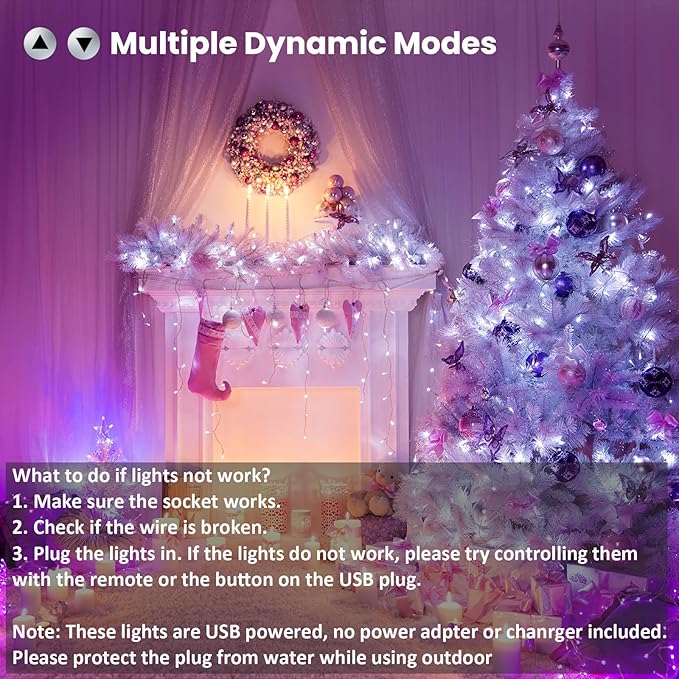 BrizLabs RGB String Lights, Color Changing Easter Pastel Lights, 100 LED 33ft USB Mini Christmas Light String Dimmable with Remote, Twinkle Fairy Light Clear Wire for Xmas Halloween Party Room
