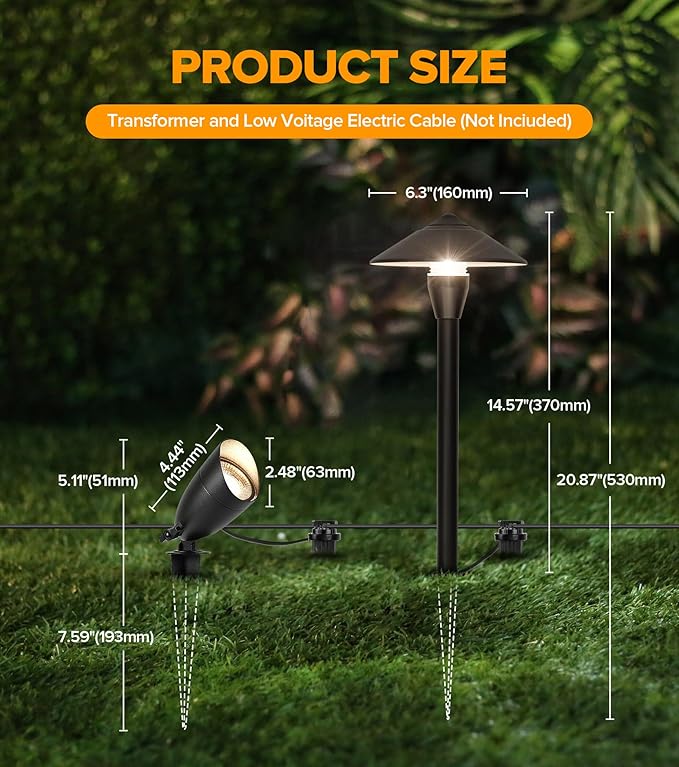 LUTEC 12V Low Voltage Landscape Lighting, Die-cast Aluminum Spot Lights with Connectors, Low Voltage Pathway Lights with Spotlights Waterproof for Tree Garden Yard Pathway, 12 Pack