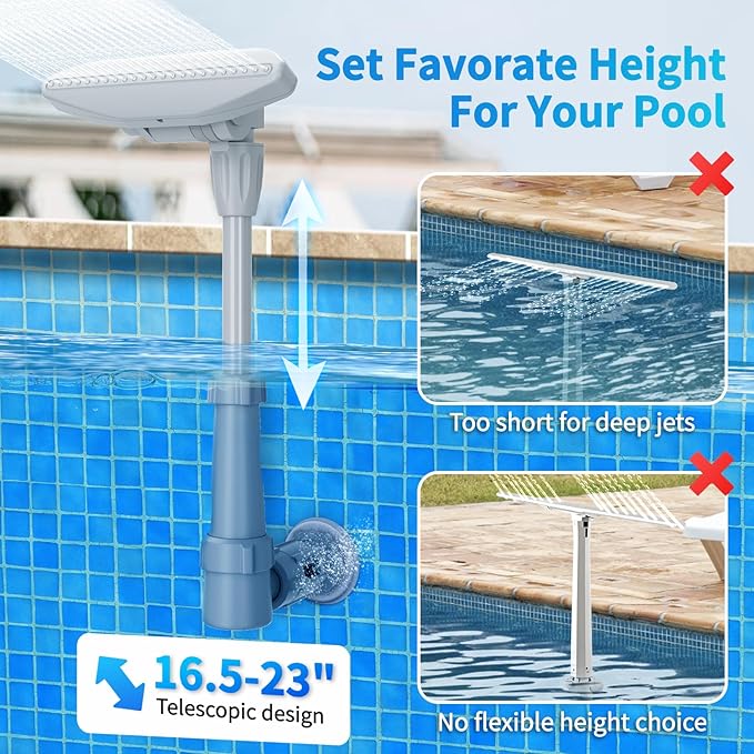 Klleyna Swimming Pool Fountain for Above & In-Ground Pools, Pool Waterfall Water Cooler Sprinkler Sprayer Summer Party Decor (E-Gray Swing)