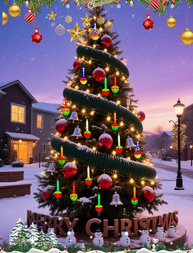 Vintage Christmas Bubble Lights, 7.5Ft Outdoor Colorful Christmas Decorations String Lights with 8 LED Twinkling Multicolor Bubble Lights for Christmas Tree Holiday Party Fireplace House Window Patio