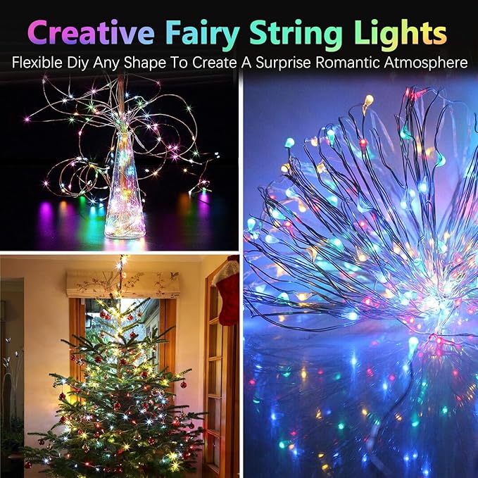 2 Pack Fairy Lights Battery Operated, 20FT 60LED RGB Color Changing String Lights, Waterproof Multicolor Changing Twinkle Light with Timer and Remote for Indoor & Outdoor Bedroom Christmas Decorations
