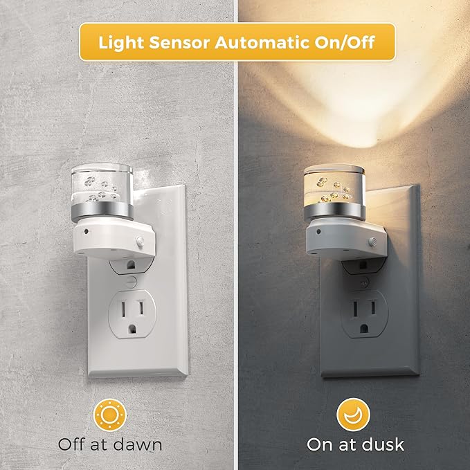 L LOHAS LED Night Light, 2 Pack Night Lights Plug into Wall, 3000K Soft Light LED NightLights, Built in Dusk to Dawn Sensor Bubble Wall light for Hallway, Bathroom, Rooms