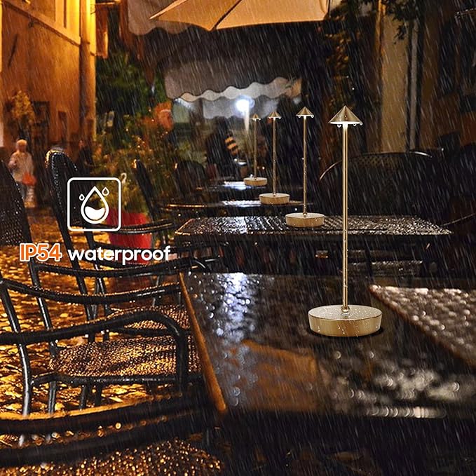 Cordless Battery Powered Table Lamp, Rechargeable LED Dimmable Brightness Metal 6000mAh Touch Desk Lamp Portable Modern Design for Restaurant Patio Indoor & Outdoor (Titanium 2 Pack)