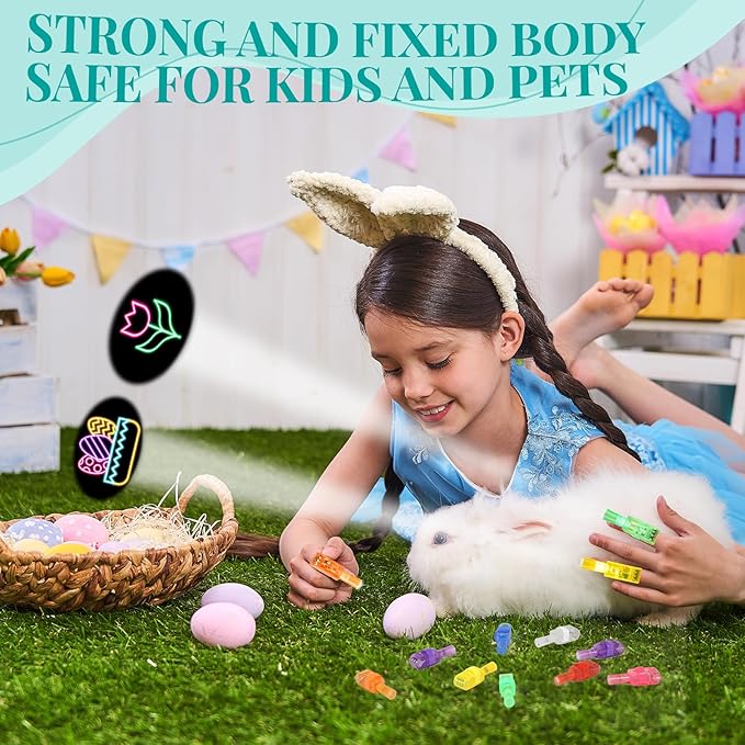 48PCS Easter Party Favors, Led Finger Lights for Kids Bulk, Mini Light Up Finger Flashlights for Easter Egg Hunt, Surprise Egg, Basket Fillers, Classroom Prizes Parties Halloween Christmas