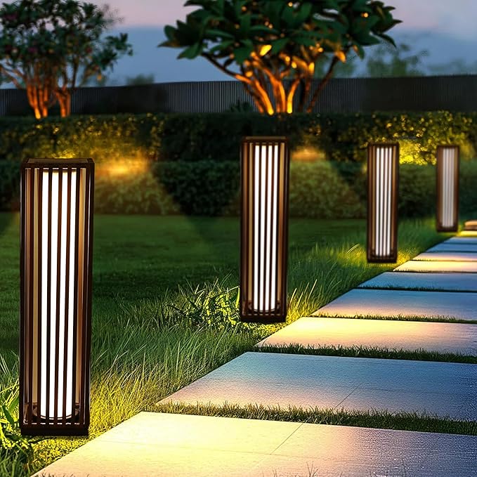 GREEN MORE Rattan Solar Patio Lights,50 Lumen Auto-On/Off Outdoor Floor Solar Lamp, IP65 Waterproof with 8H Runtime for Garden Pathways & Landscape Lighting,Brown