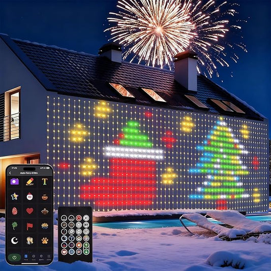 echosari Smart Curtain Lights Plug in, 400 LED Curtain Lights with App Programmable 6.6 x 6.6ft RGB&IC DIY Pattern Music Sync for Bedroom Backdrop Decor
