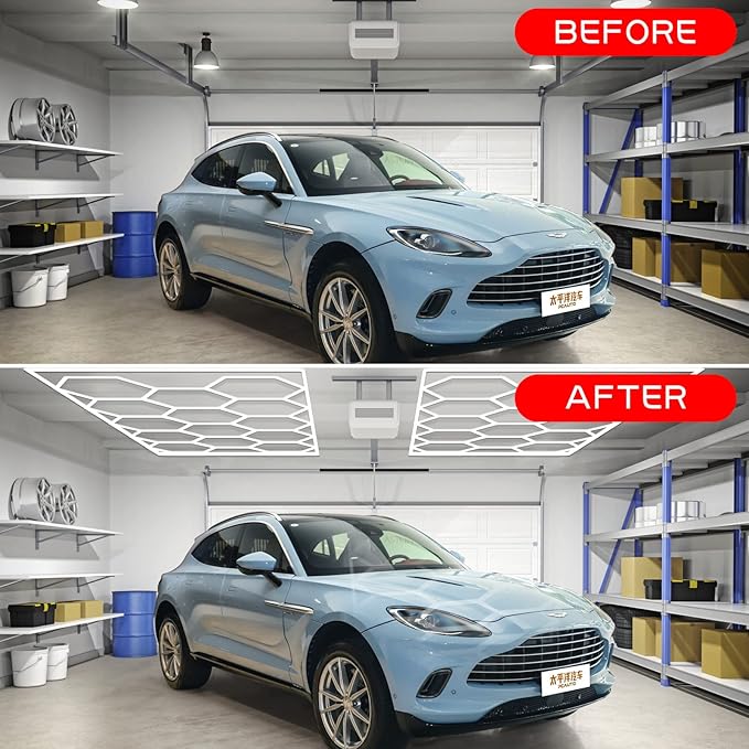 LED Hexagon Garage Light - Super Bright Car Detailing Shop LED Garage Lights, Hexagon Ceiling Lighting System for Home Gym Workshop Basement Warehouse