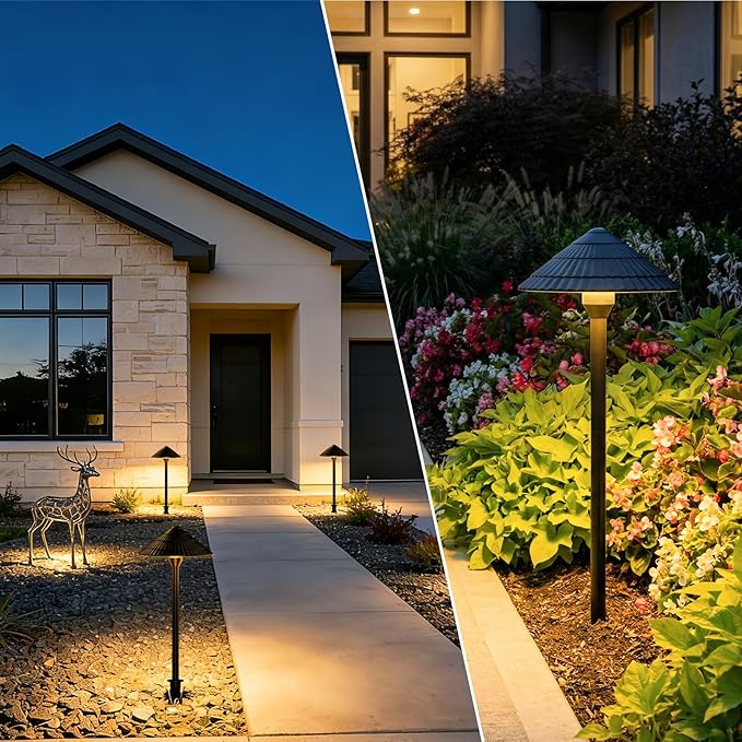 ZZXX All-in-One Low Voltage Landscape Lighting Kit 4-Pathway Lights with 40W Transformer, 5W Dusk to Dawn Outdoor Lighting, IP66 Waterproof LED Landscape Lights, Outdoor Lights 2700K for Yard Patio