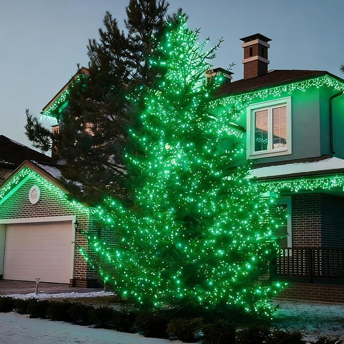 LAMPHOME St. Patrick's Day Mini String Lights,Green Christmas Lights 150Lights 31.9ft UL Certified Mini String Lights Set for Outdoor Christmas Tree Garden Party Patio Garland Decor