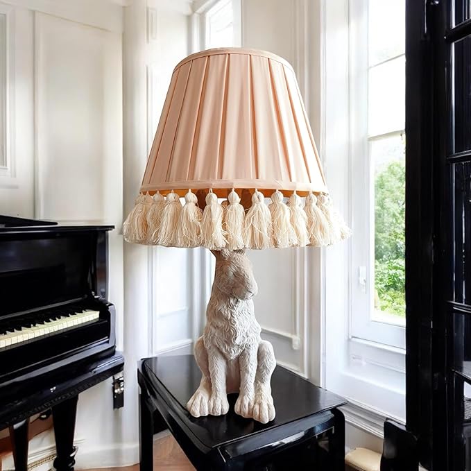 Tristan Home Round Pleated Lamp Shade with Tassels 9x14x12inches (The Height 12inch Includes Tassels) (Creamy Latte Brown)
