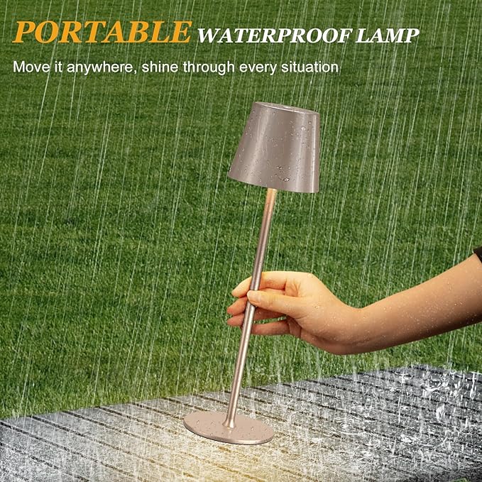 Kakanuo Cordless Table Lamp Rechargeable - Antique White 2 Pack Battery Operated Lamp for Counter, 3 Color Stepless Dimming Waterproof Wireless Lamp for Dining Kitchen, Outdoor Patio, Touch Control