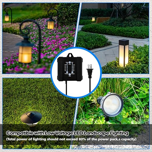 SMY Lighting 100W Outdoor Low Voltage Transformer with Timer and Photocell Sensor,120V AC to 12V DC Weatherproof for LED Landscape Lighting,Deck Lights,Spotlight, Pathway Light,ETL Listed