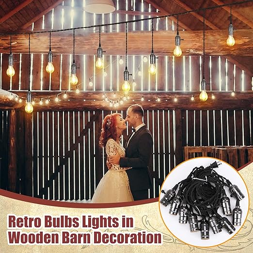 1 Pcs Vintage Pendant Light Sockets Light Cord Kit with Switches DIY Bulb Socket with Cord for E26 E27 Lamp Socket Lantern Bedroom Living Room Decor (1 Plug with 10 Sockets,Black)