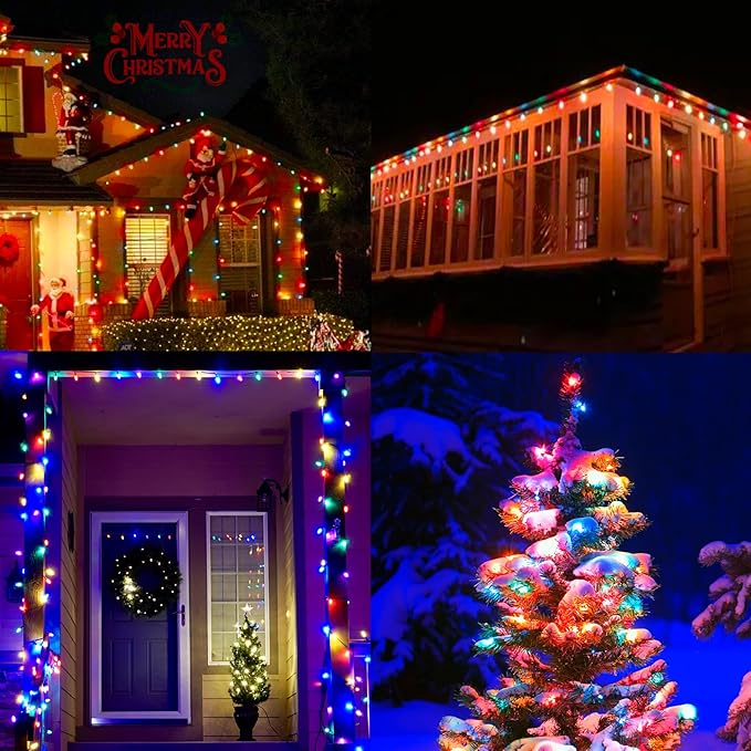 C9 Multicolor Vintage Christmas Lights, 25Ft with 25 Multicolor Ceramic Bulbs, Outdoor Christmas Lights for Patio, Roofline, Wedding, Party Decorations