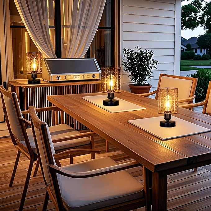 Cordless Rechargeable Outdoor Table Lamps, Battery Operated Table Lamp with Stepless Dimmable Table Lights, Outdoor Lamps for Patio, Living Room, Bedroom, Indoor- Set of 2