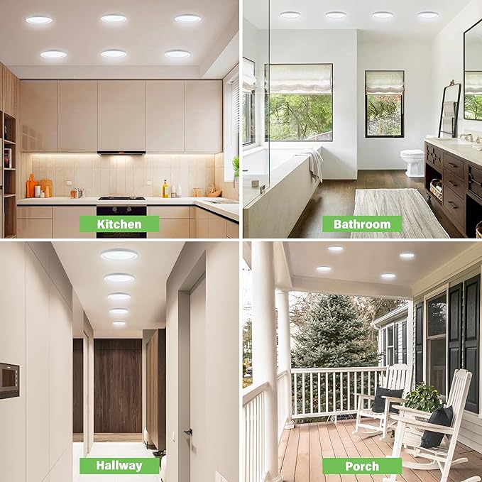 5" Flush Mount Ceiling Light Dimmable, 5000K White LED Ceiling Light Ultra Thin Round Ceiling Light Fixture for Bedroom, Bathroom,Kitchen, Hallway,Basement,Closet,14Pack