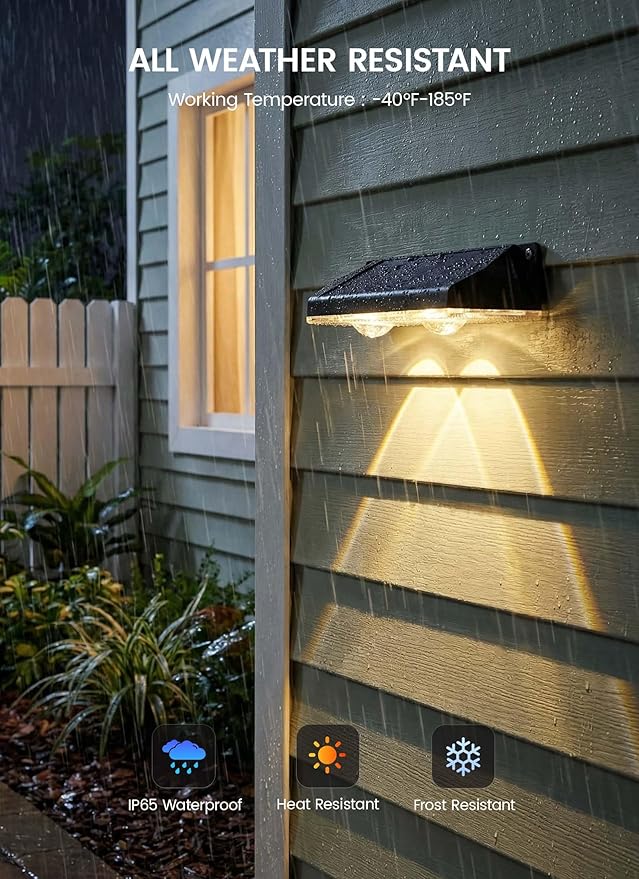 Brightown 6 Pack Solar Lights Outdoor Waterproof, Color Changing Solar Fence Deck Step Flood Lights, Warm White & RGBCW 11 Color, IP65 Waterproof Garden Lights for Outside Backyard Yard Step Patio