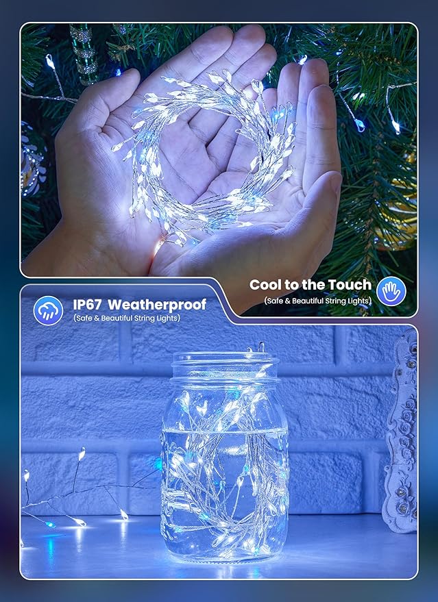 Indoor String Lights 6 Pack 10 Ft 120 LEDs Fairy Lights Battery Operated with Timer for Christmas Decorations DIY Crafts Wedding Table Centerpieces Party Bedroom